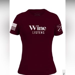 Grunt Style Wine Listens Short-Sleeve T-Shirt for Ladies Maroon